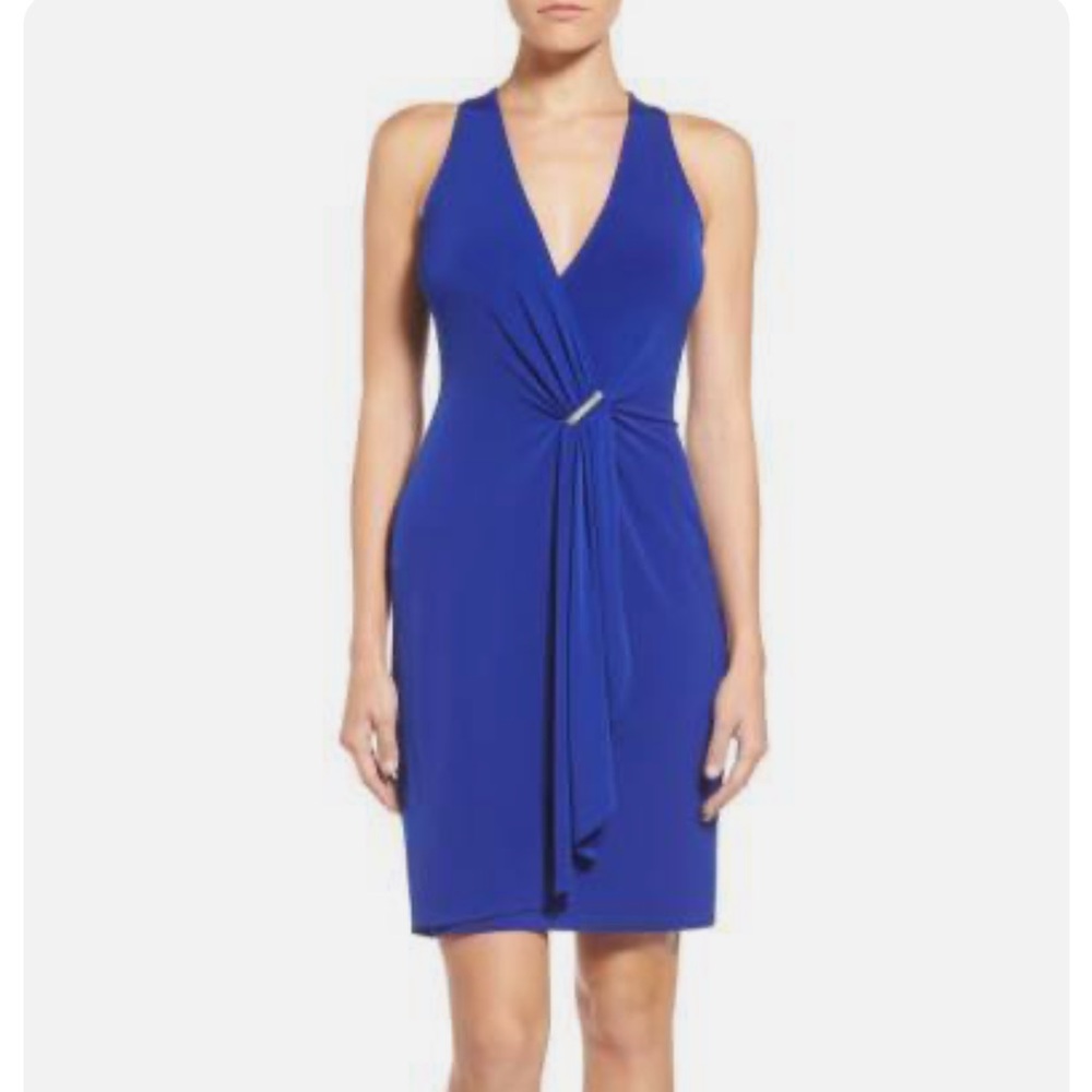 azurite michael kors wrap dress with metal clasp
